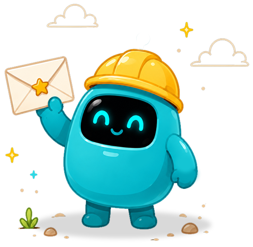 Bean-E holding an envelope